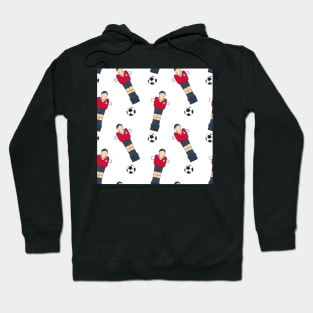 Pattern with old school table football players and ball Hoodie